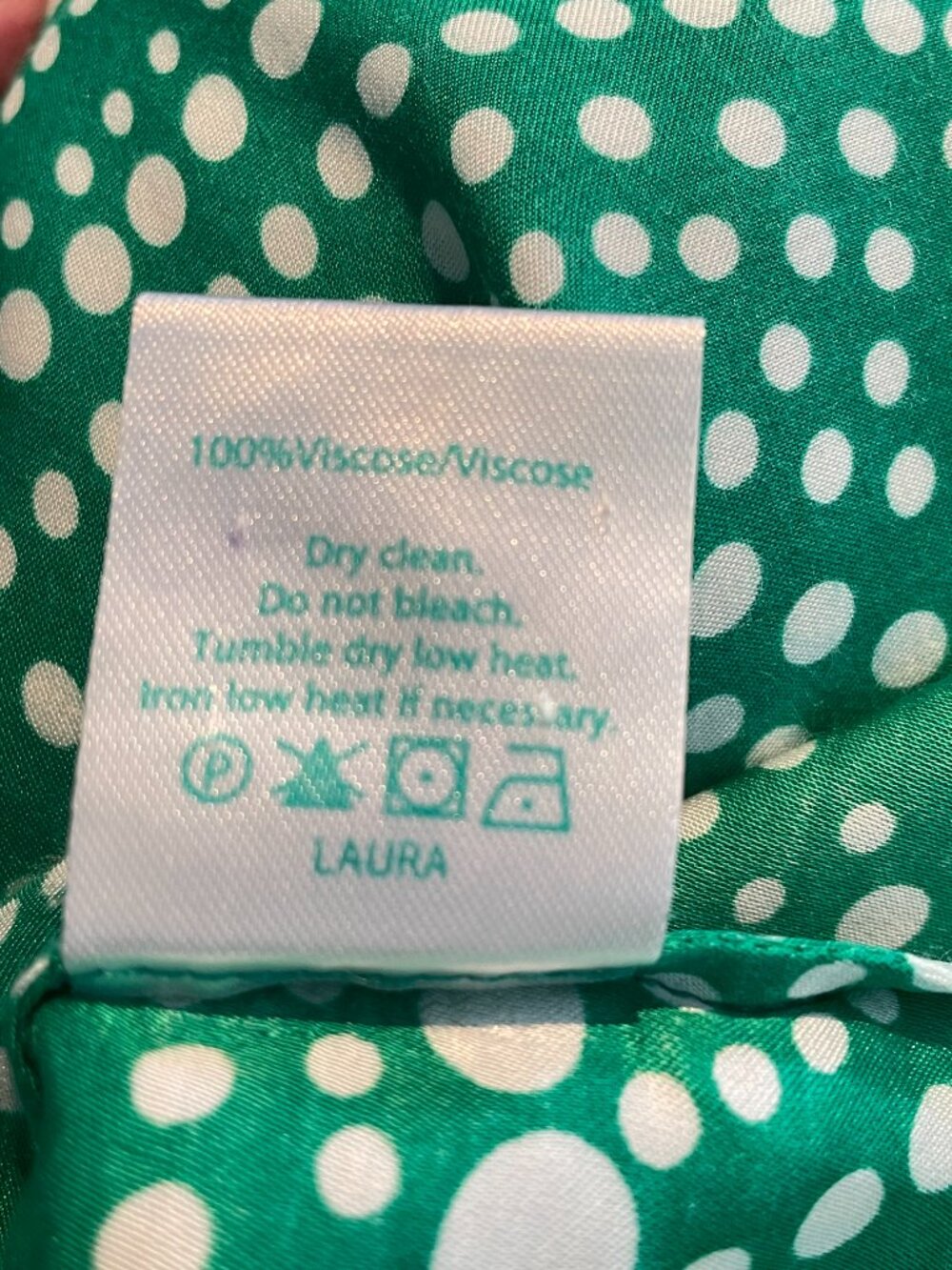 RIXO Laura Green Polka Dot Viscose Crepe Button Front Mini Dress L - Picture 11 of 12